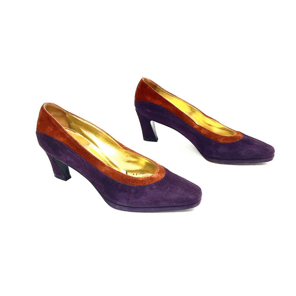 🧡VTG Escada Purple/Orange Suede Pumps Sz 7.5 🧡 - Picture 3 of 8